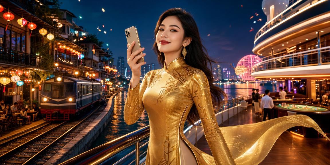 Người dùng Hà Nội trong trang phục áo dài trải nghiệm casino di động